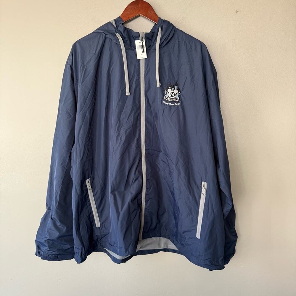 Disney Parks Cast Exclusive Windbreaker Jacket Zip Hooded Sz XXXL NWT‎ Navy Blue